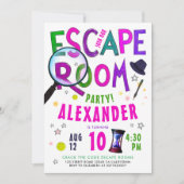 クールガール脱出ゲーム パープル ピンク タイポ 水彩 招待状 (正面)