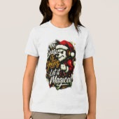 クールキッズ クリスマス エッジー サンタ ベア DJ Tシャツ (正面)