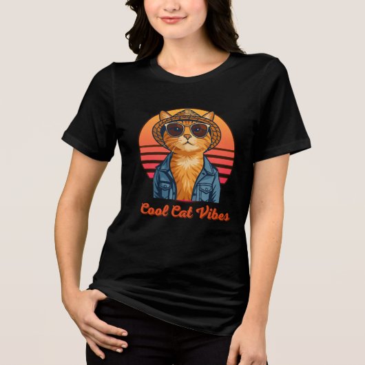 クールキャットの気分 🌴😎 トライブレンドTシャツ (正面)