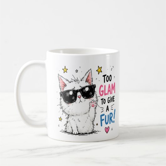 クールキャットサングラスのデザイン コーヒーマグカップ (左)