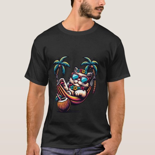 クールキャットサングラスハンモック Tシャツ (正面)