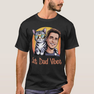 クールキャットダッドの雰囲気 レトロスタイルの面白い子猫 Tシャツ