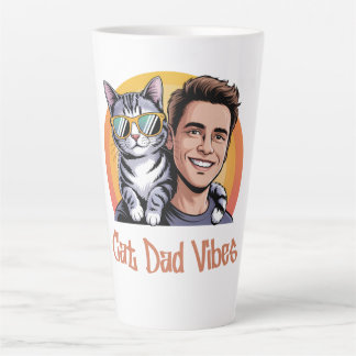 クールキャットダッドビブスTシャツレトロスタイルかわいい子猫 カフェラテマグ