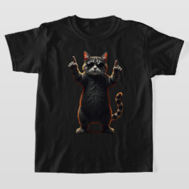 クールキャットロックダンサーTシャツ | 面白い動物音楽ギフト Tシャツ