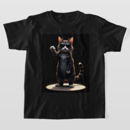 クールキャットロックダンサーTシャツ | 面白い動物音楽ギフト Tシャツ