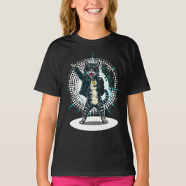 クールキャットロックダンサーTシャツ | 面白い動物音楽ギフト Tシャツ