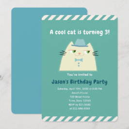 クールキャット男子の誕生日パーティー 招待状
