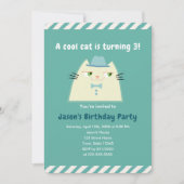クールキャット男子の誕生日パーティー 招待状 (正面)