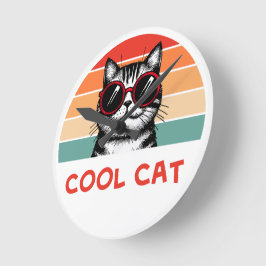 クールキャット2 ラウンド壁時計