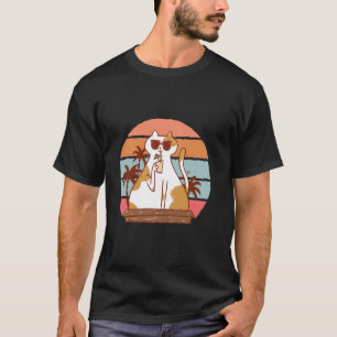 クールキャット ビーチキャット バケーションキャット トロピカル ドリンク Tシャツ