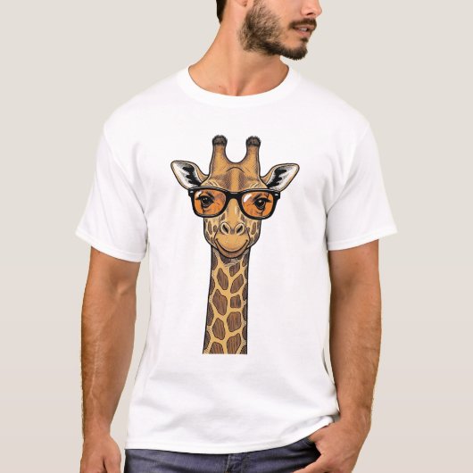 クールキリンのサングラスビンテージ刻印Tシャツデザイン Tシャツ (正面)
