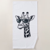 クールキリンサングラスビンテージ彫刻Tシャツ_ ビーチタオル (正面)