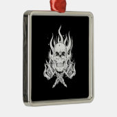 クールクラシックエレガント白黒スカル メタルオーナメント (右)