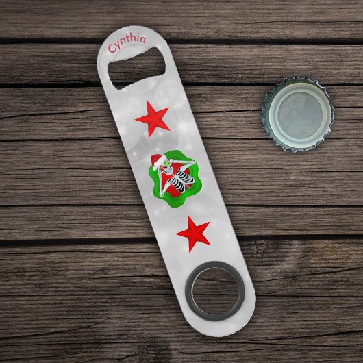 クールクリスマススケルトン赤い星オーナメント円 スピード栓抜き