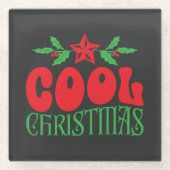 クールクリスマス – フェスティバルレトロガラスコースター ガラスコースター (正面)
