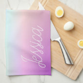 クールグラデーションカラフルグラディエントとスクリプト キッチンタオル (四つ折り)