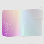 クールグラデーションカラフルグラディエントとスクリプト ゴルフタオル (横)