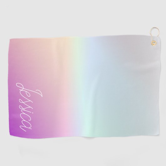 クールグラデーションカラフルグラディエントとスクリプト ゴルフタオル (横)