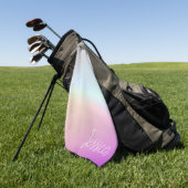 クールグラデーションカラフルグラディエントとスクリプト ゴルフタオル (グリーン)