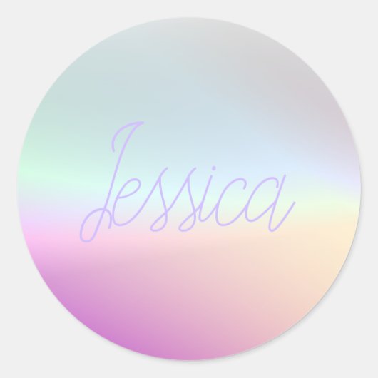 クールグラデーションカラフルグラディエントとスクリプト ラウンドシール (正面)