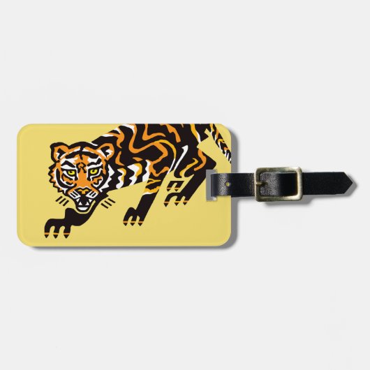 クールグラフィックTIGER – 絶滅危惧動物 – 黄色 ラゲッジタグ (正面横)