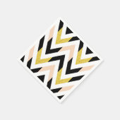 クールグリッターフェイク金ゴールド、ブラック、ピーチピンクシェブロン スタンダードカクテルナプキン (角)
