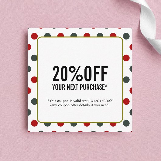 クールグリーンレッド点々のあるはっきりした美しいサロンクーポン 割引カード