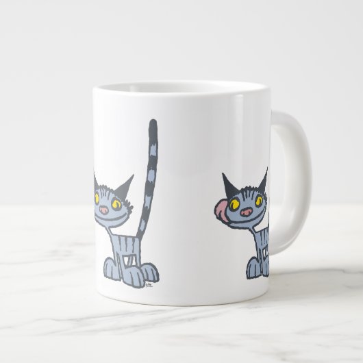 クールグレー・キャラクター猫 ジャンボコーヒーマグカップ (正面右)