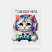 クールゲーマーのテキスト追加 猫 アクリルサイン (正面)