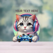 クールゲーマーのテキスト追加 猫 アクリルサイン (ニュートラル)