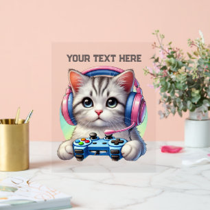 クールゲーマーのテキスト追加 猫 アクリルサイン