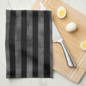 クールゴシックパンク灰色の黒と灰色の暗いストライプ キッチンタオル (四つ折り)