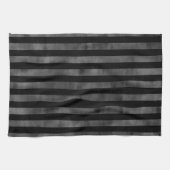 クールゴシックパンク灰色の黒と灰色の暗いストライプ キッチンタオル (横)