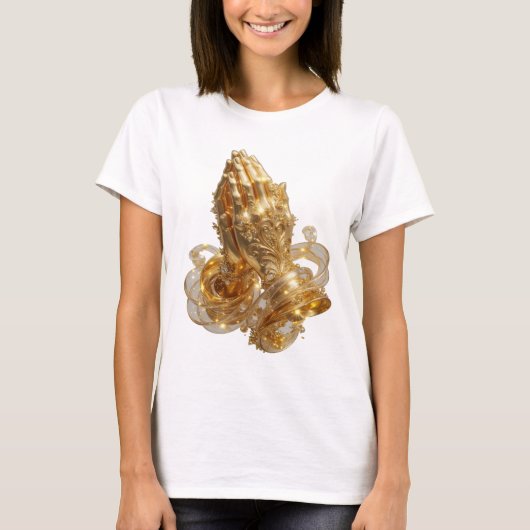 クールゴールド祈りの手Tシャツ Tシャツ (正面)