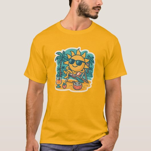 クールサマサン - レトロビーチの雰囲気 Tシャツ (正面)