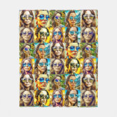 クールサングラスのチックスAIアート フリースブランケット (正面)