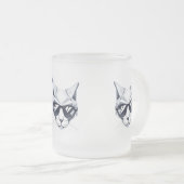 クールサングラス付きキャッユニークト – & スタイリッシュ フロストグラスマグカップ (正面右)