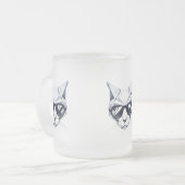 クールサングラス付きキャッユニークト – & スタイリッシュ フロストグラスマグカップ (正面左)