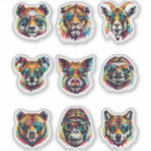 クールサングラス動物ギャング ステッカーシート シール (正面)