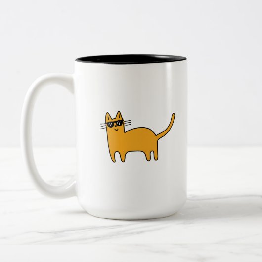 クールサングラス猫 ツートーンマグカップ (左)