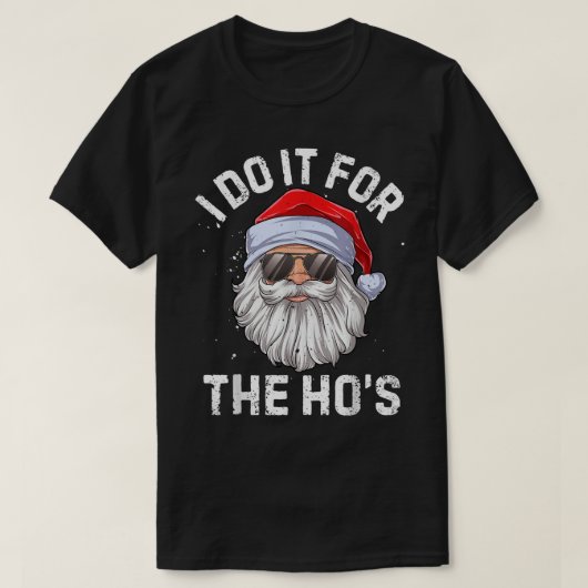 クールサンタの面白いクリスマスデザイン Tシャツ (デザイン正面)