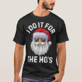クールサンタの面白いクリスマスデザイン Tシャツ (正面)