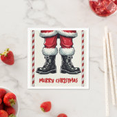 クールサンタインブラックブーツクリスマスホリデーパーティー スタンダードカクテルナプキン (インサイチュ)