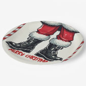 クールサンタインブラックブーツクリスマスホリデーパーティー ペーパープレート (アングル)