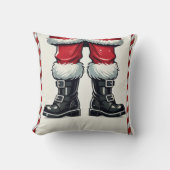 クールサンタインブラックブーツクリスマスホリデー クッション (正面)