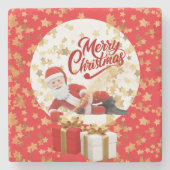 クールサンタクロースのクリスマスホリデー🎅 ストーンコースター (正面)
