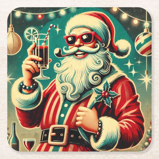 クールサンタ ファニークリスマス  スクエアペーパーコースター (正面)