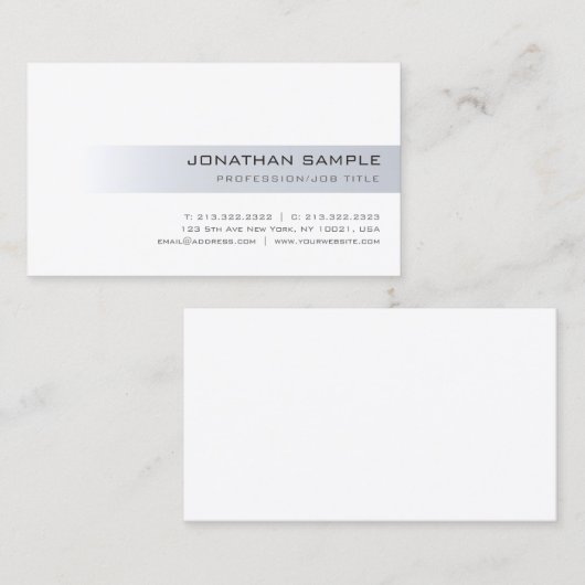 クールシルバーモダンプロフェッショナル上部 名刺 (正面/裏面)