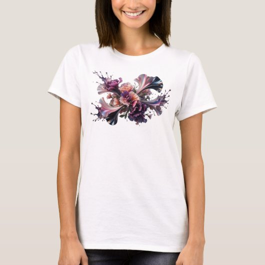 クールシルバー抽象芸術グラフィックTシャツ Tシャツ (正面)