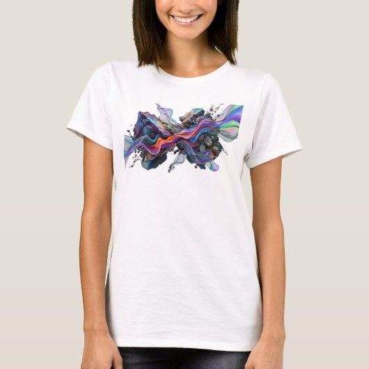 クールシルバー抽象芸術ファッションプリント v2 tシャツ (正面)
